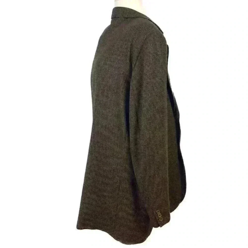 Jack Victor Super 100s Mens 46L 2 Button Blazer Sport Coat Brown Wool Box Check